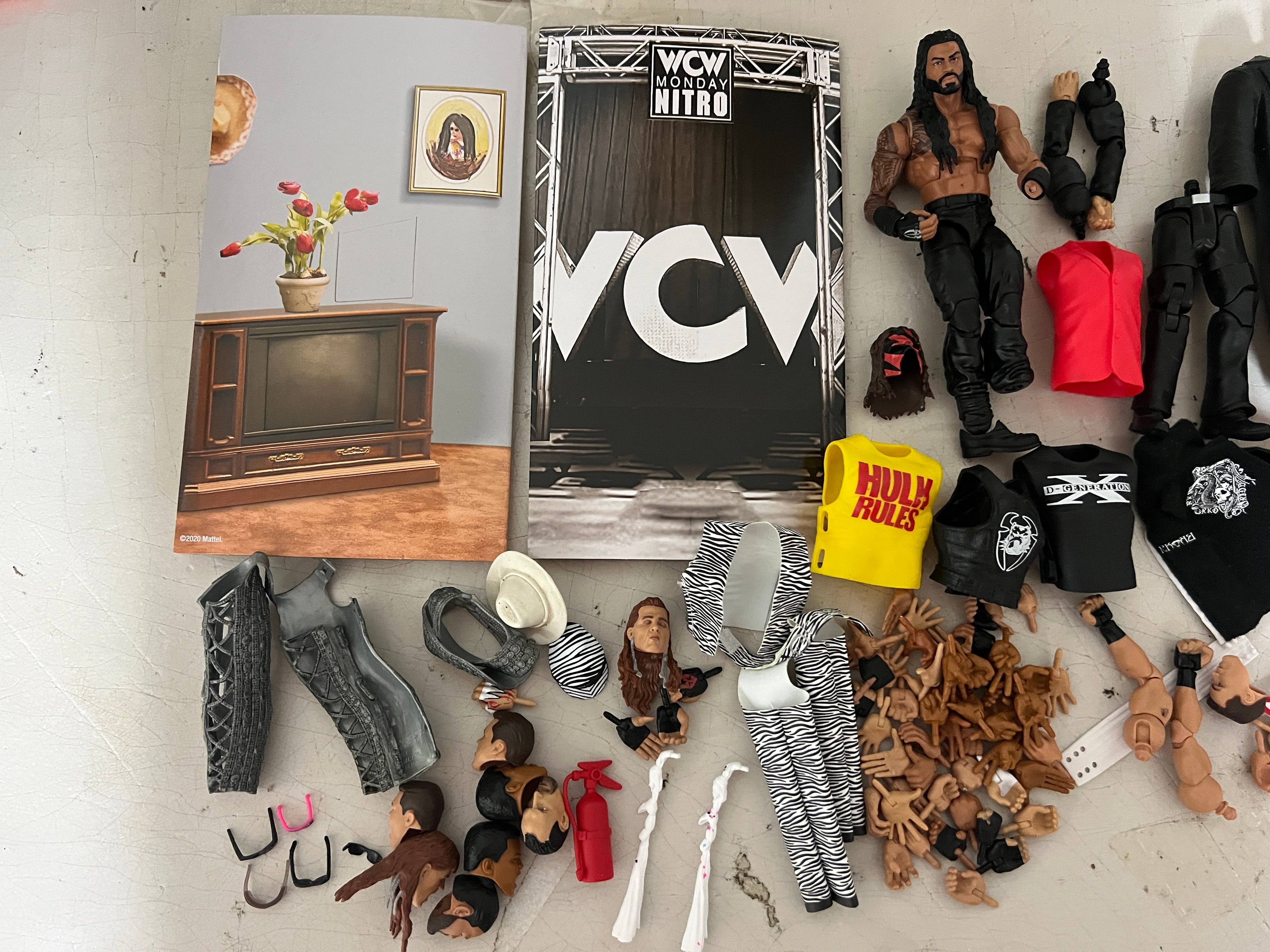 WWE Massive Fodder Lot Glasses, Heads, Hands, Torso, Clothes, Accessories etc