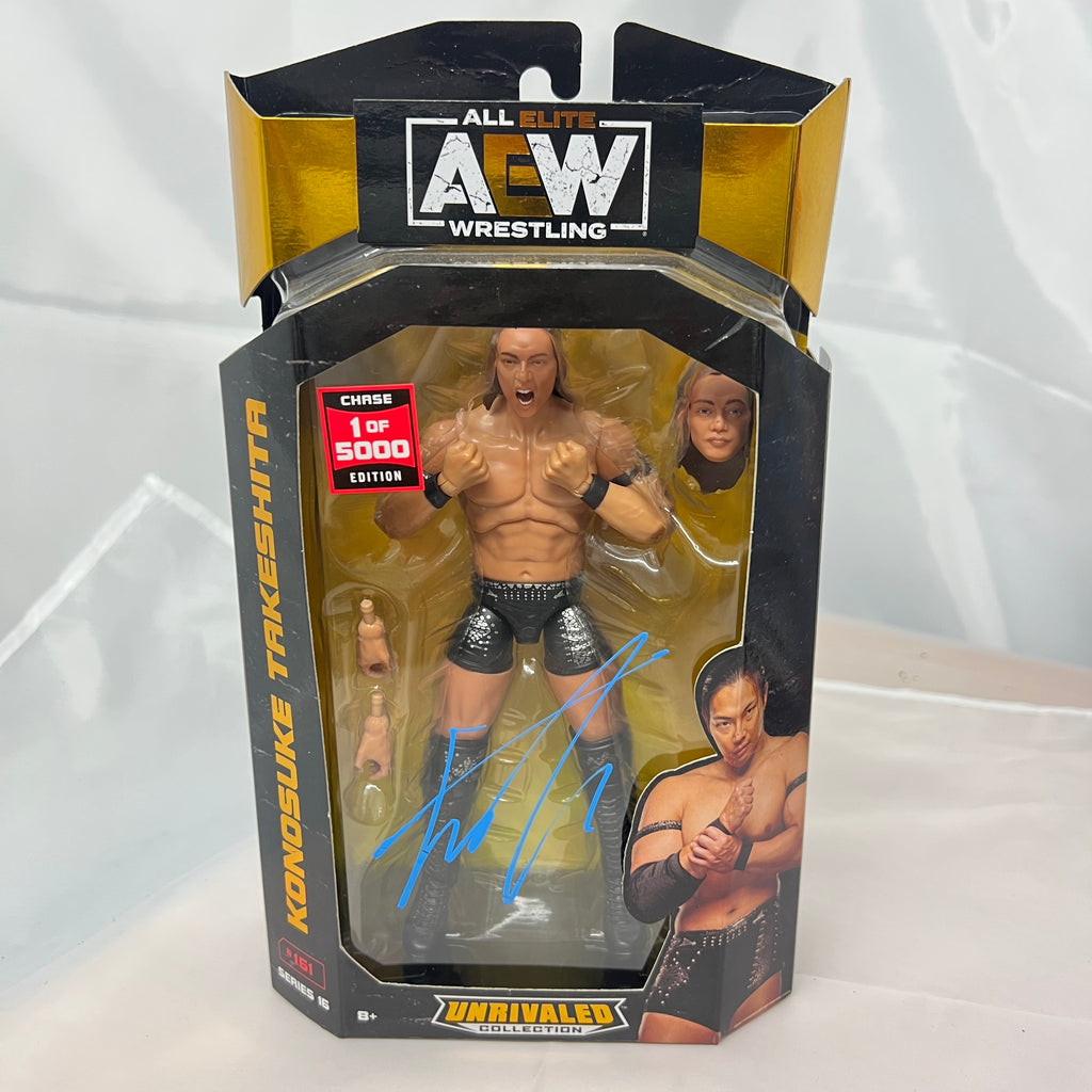 Konosuke Takeshita Signed CHASE AEW Unrivaled 16 Action Figure Scale WWE