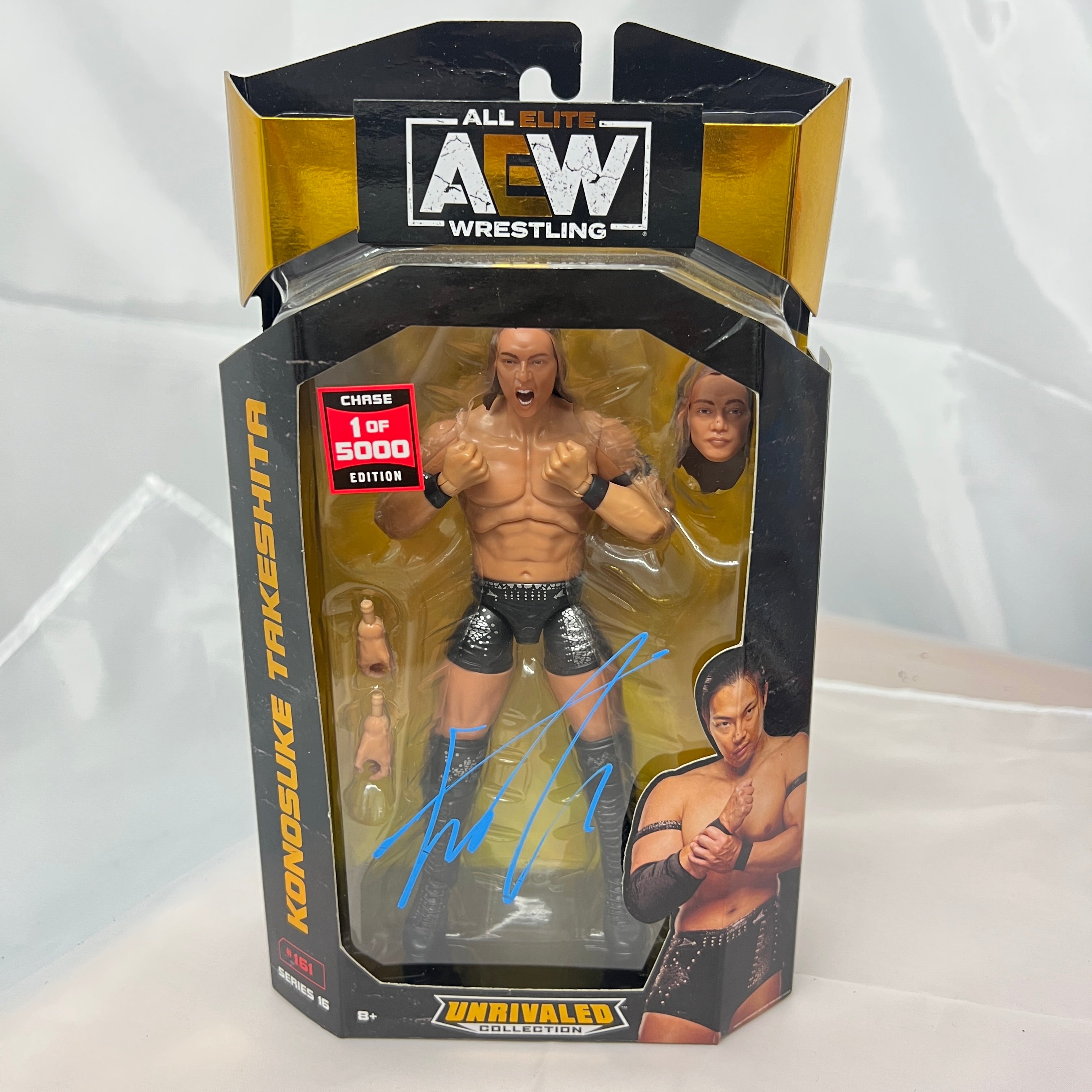 Konosuke Takeshita Signed CHASE AEW Unrivaled 16 Action Figure Scale WWE