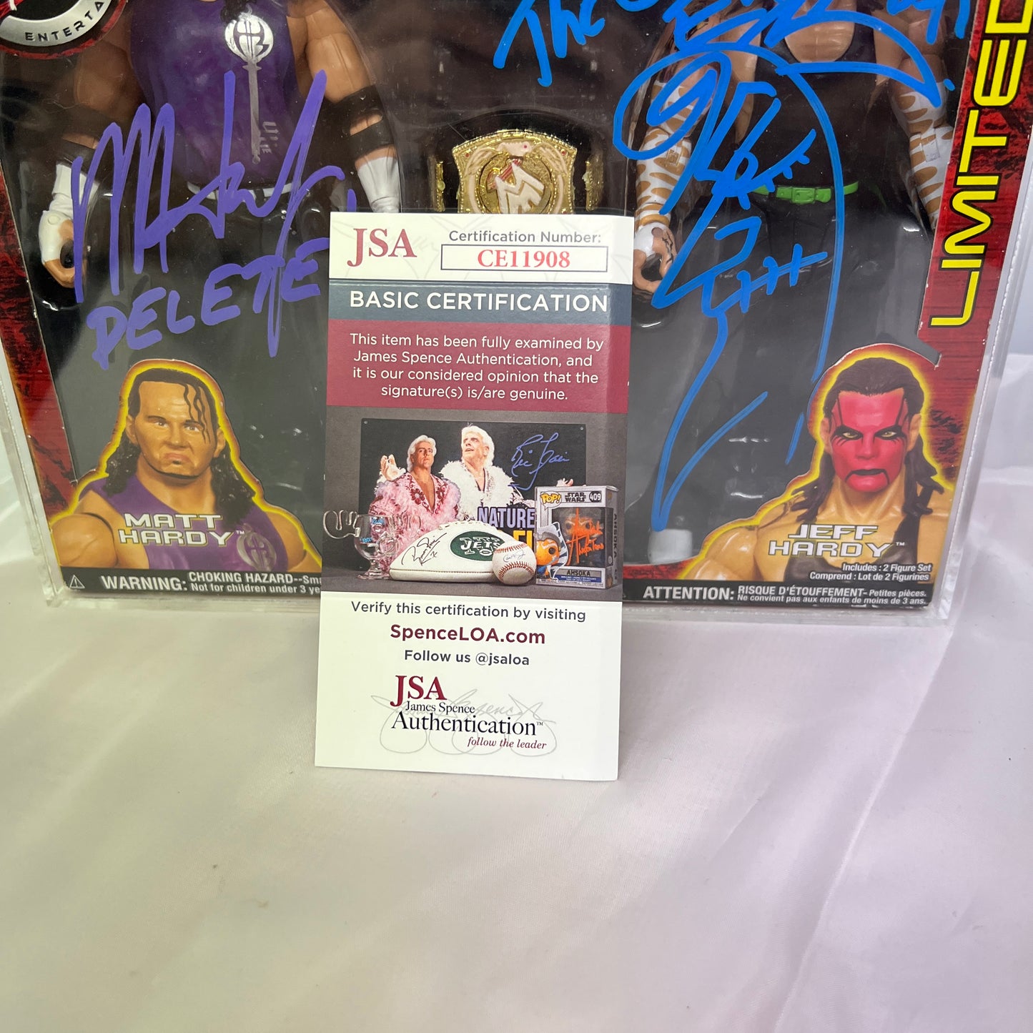 Signed Hardy Boys Jeff Hardy Matt Hardy WWE Limited 2 Pack Action Figures Auto COA