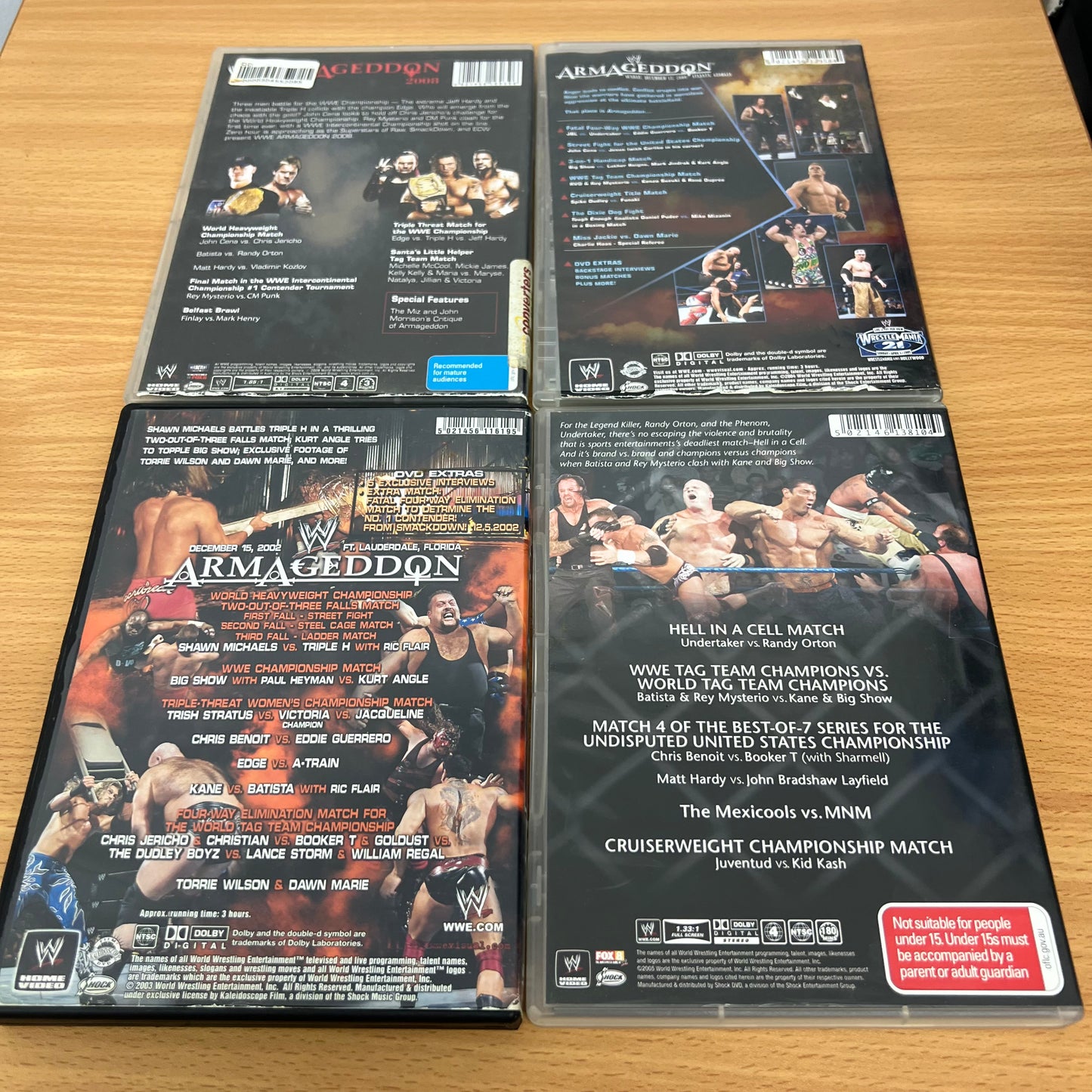 WWE 4x Armageddon 2002, 2004-2005, 2008 PPV DVD's Lot Bundle