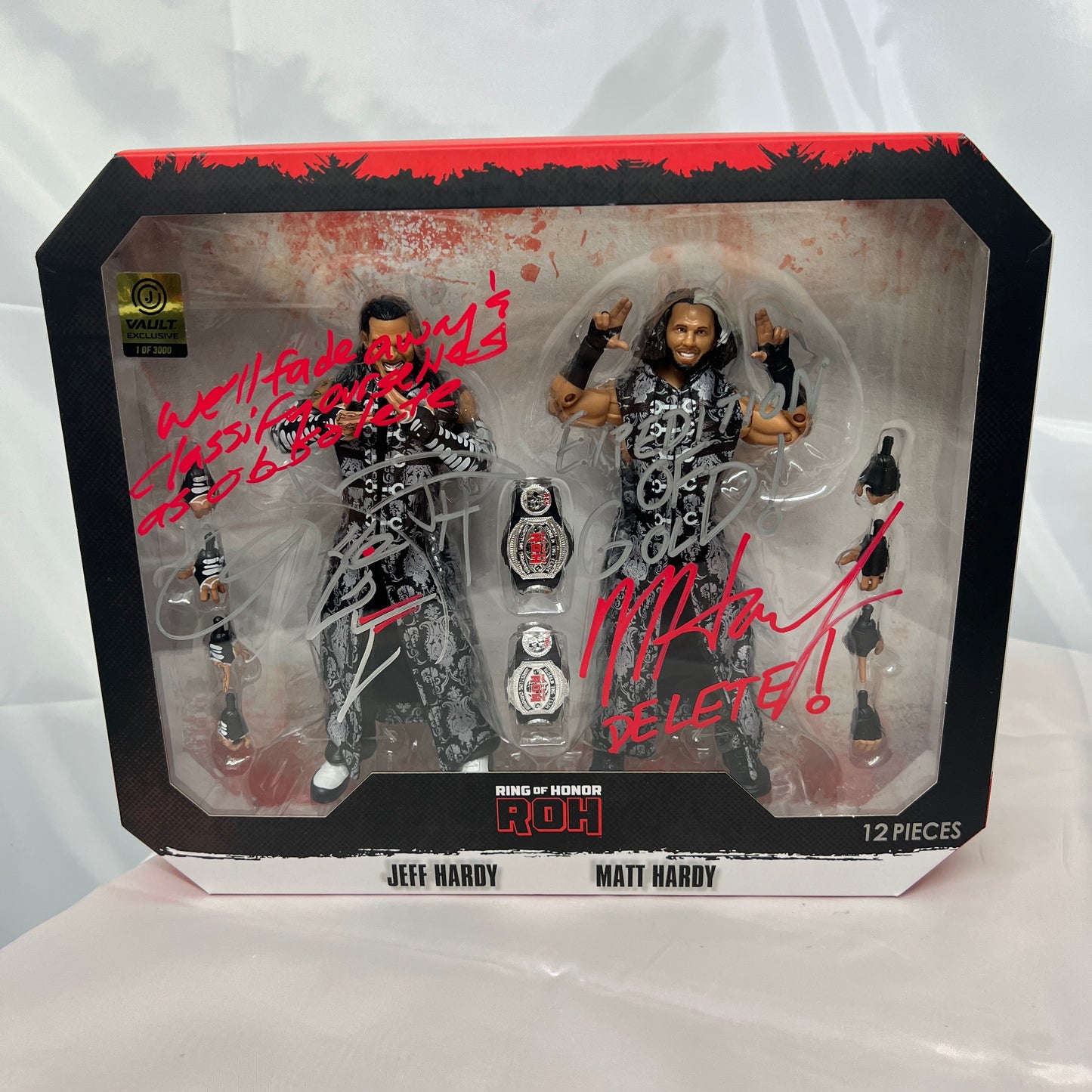 Signed Autographed AEW ROH Jeff Matt Hardy Hardy Boyz 2 Pack Action Figures WWE COA
