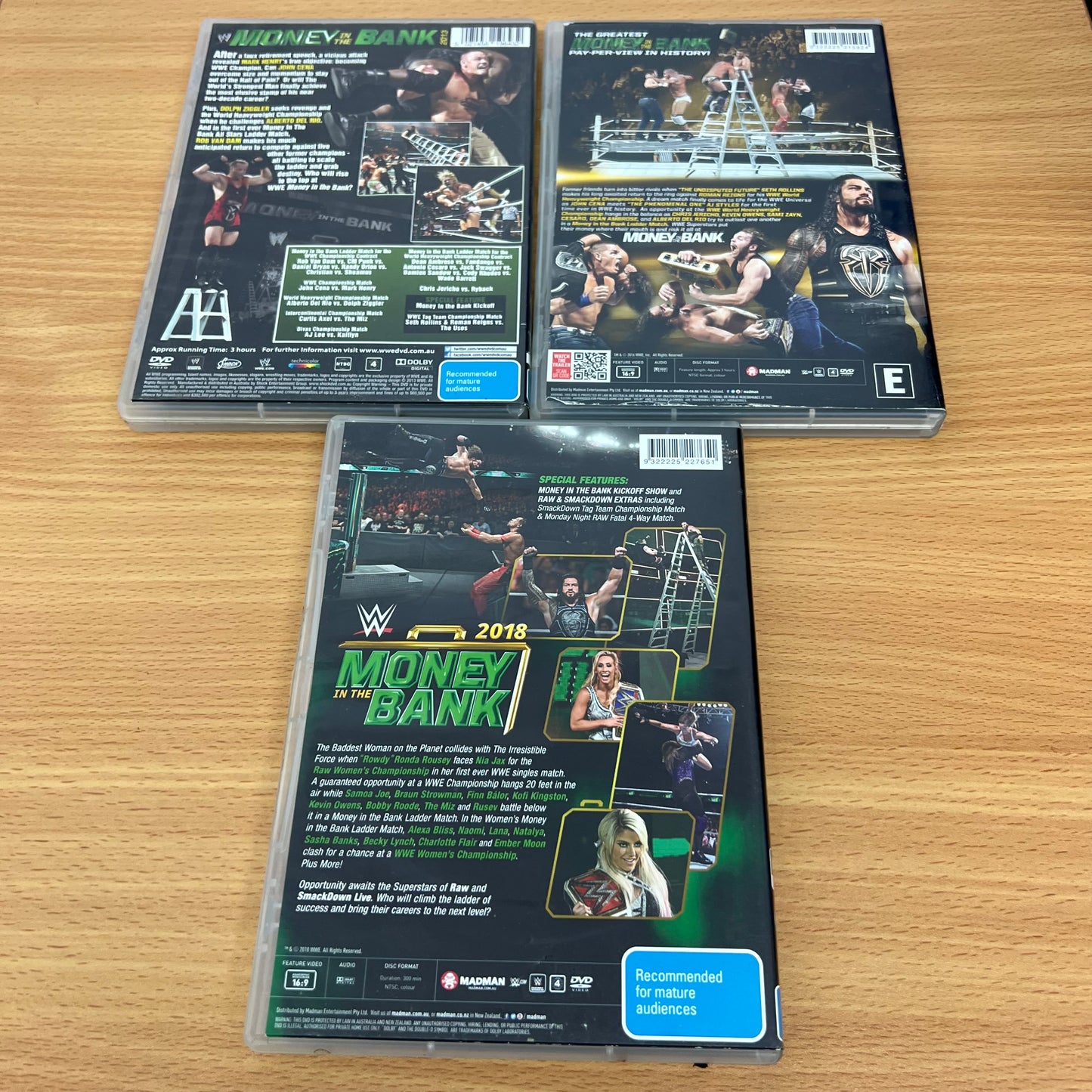 WWE 3x DVD 2018, 2016, 2013 Money In The Bank PPV Lot Bundle