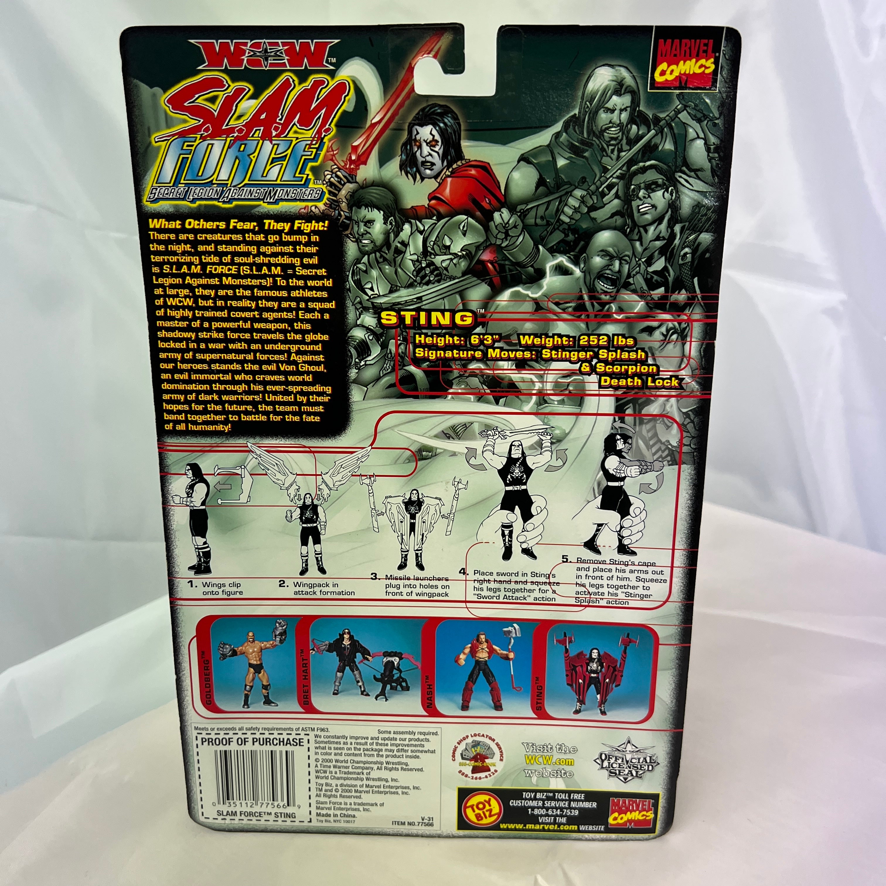 Sting WCW Marvel Slam Force Toybiz Action Figure Scale WWE