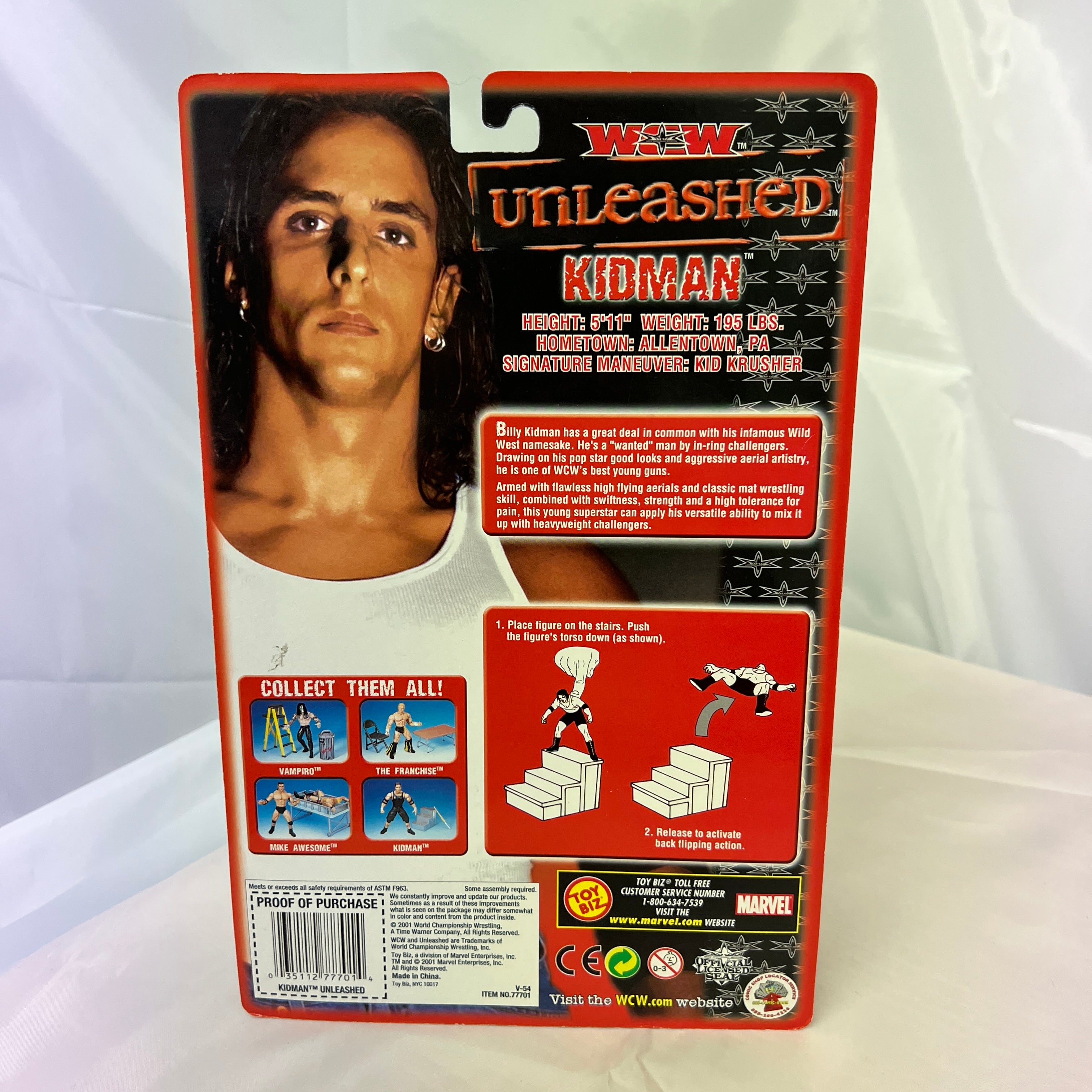 Billy Kidman WCW Unleashed Toybiz 2001 Action Figure Scale WWE