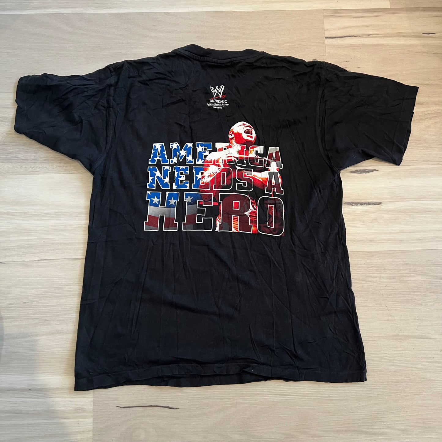 Kurt Angle Shirt - WWE Size Large America Needs A Hero Retro