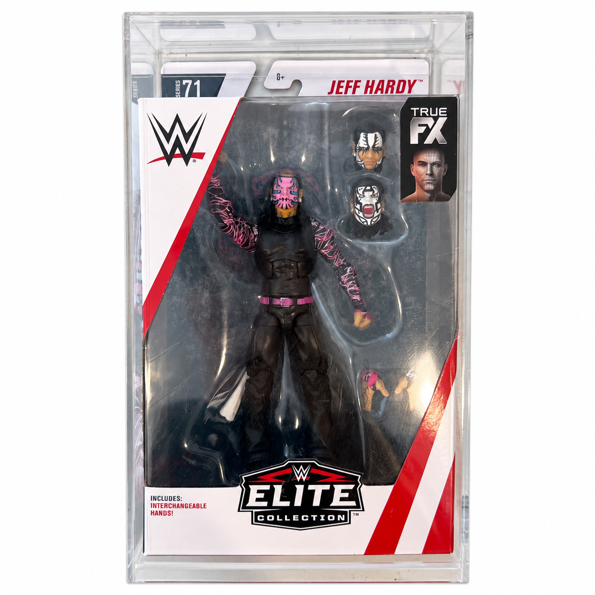 WWE Jeff Hardy Elite 71 Action Figure Mattel in Acrylic Defender Case