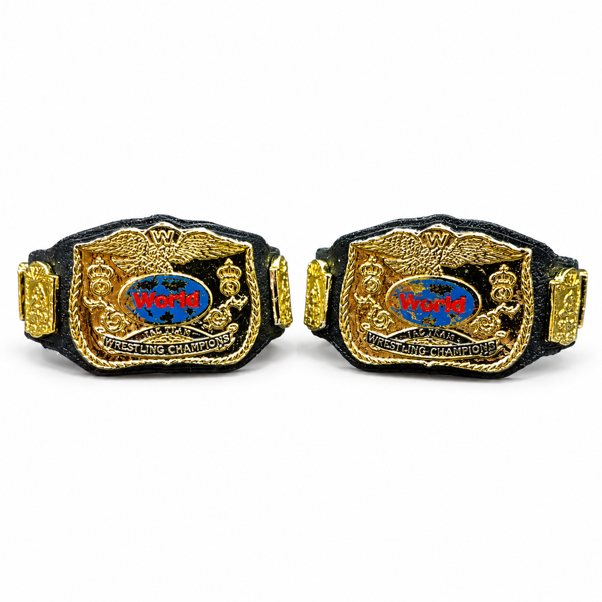 2x Mattel WWE WWF Classic Tag Team Championship Title Belt Wrestling Toy Figure