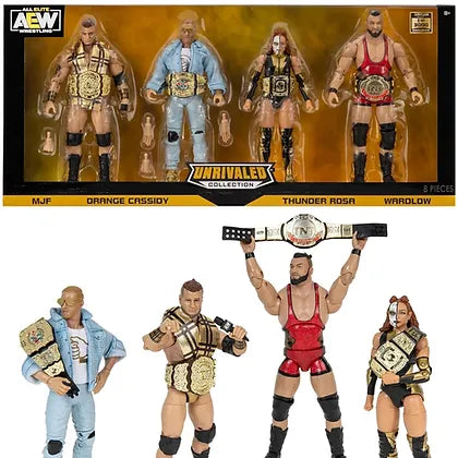 AEW Unrivaled Champion 4 Pack - Four Figures with Title Belts and Accessories