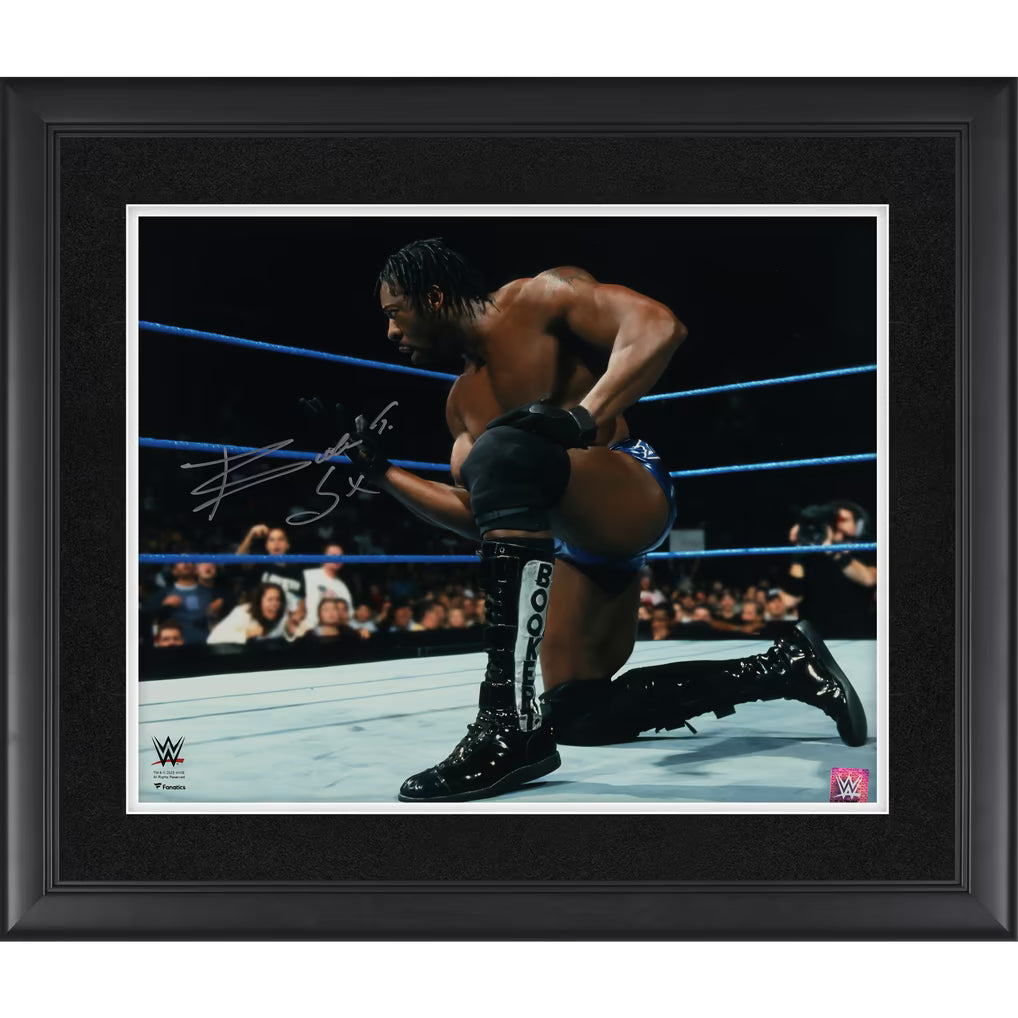 Booker T WWE Autographed Framed 16" x 20" Spinaroonie Photograph