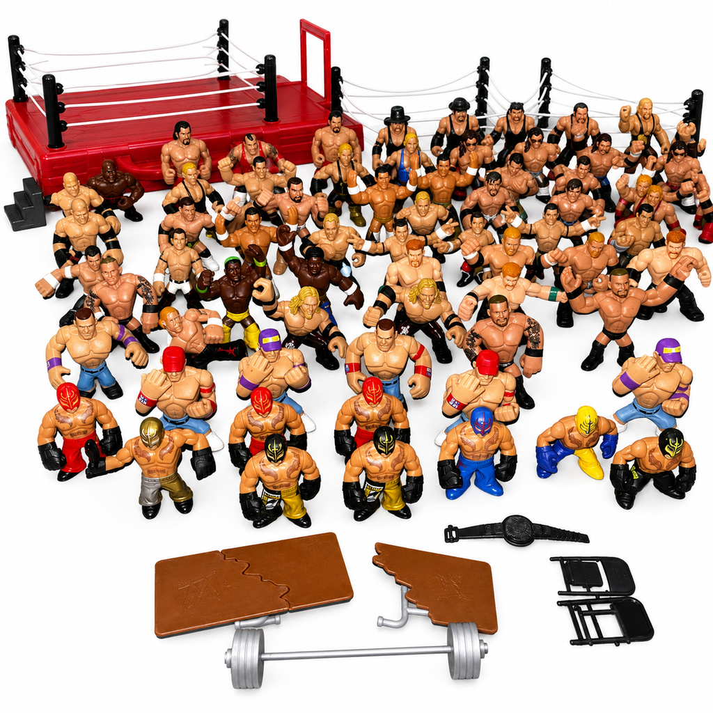 WWE 105 Rumblers Action Figures + Rings Playsets Perfect for Kids Mattel Set