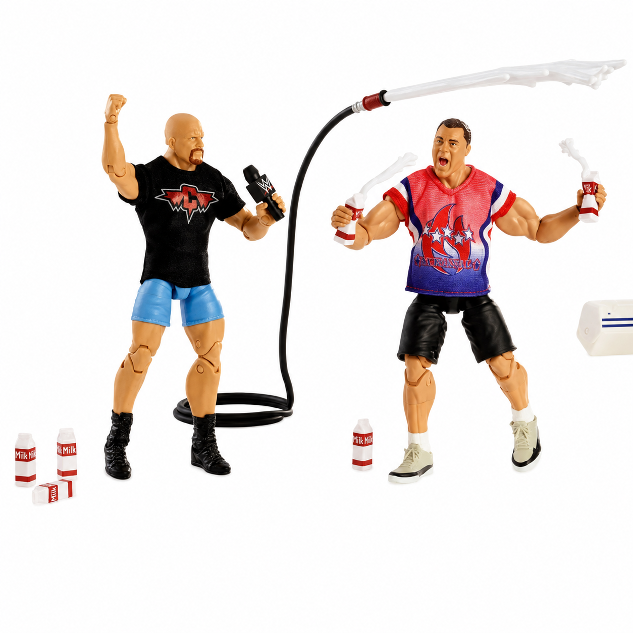 Kurt Angle Stone Cold Steve Austin WWE Elite Milk O Mania Out Of Box Action Figure Mattel 4