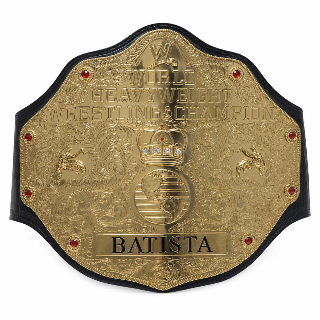 WWE World Heavyweight Championship Batista Nameplate Replica Title Belt Authentic FTC