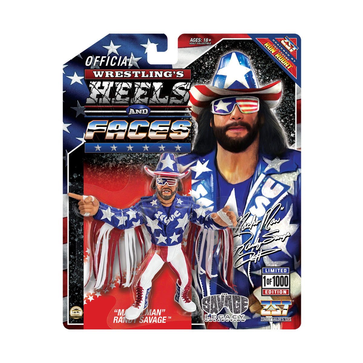 PREORDER Macho Man Randy Savage USA Heels and Faces Action Figure of 1000 Retro WWE