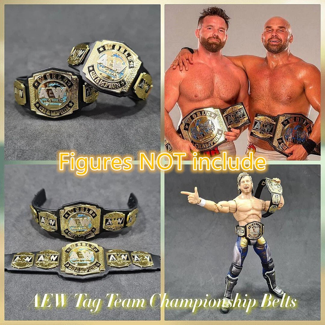 2 x AEW Tag Team Championship Action Figure Belt Title Jazwares