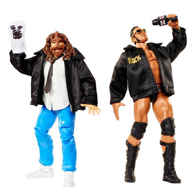 WWE 2 Pack Elite Rock Mankind Rock and Sock Connection Action Figures